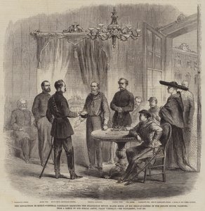The Revolution in Sicily, General Garibaldi receiving the Neapolitan Envoy, Major Bosco, at his Headquarters in the Senate House, Palermo by Frank Vizetelly