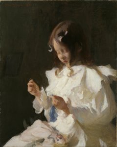 Portrait of a Child Sewing by Frank Weston Benson