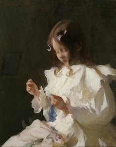 Portrait of a Child Sewing by Frank Weston Benson