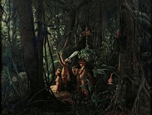 Amazonian Indians Worshiping the Sun God, ca 1860 by François August Biard