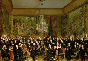 The Salon of Alfred Emilien, Comte de Nieuwerkerke at the Louvre, 1855 by François August Biard