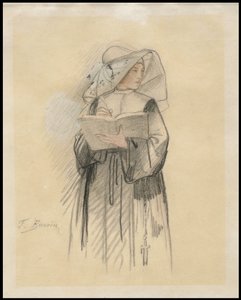 A Nun Holding a Book and Pen by François Bonvin