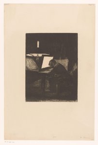 Etcher by Lamplight (Six Eaux-fortes, drawn and engraved by F. Bonvin, Painter)