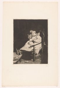 Child on a Chair with an Apple (Dix Eaux-fortes) by François Bonvin