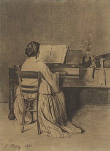 Woman at the Piano, Seen from the Back by François Bonvin