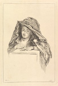 Bust Portrait of a Woman wearing a Hooded Mantle by François Boucher