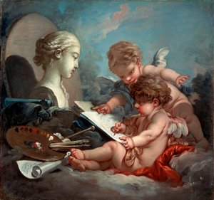 Cupids, Allegory of Painting, 1760s by François Boucher
