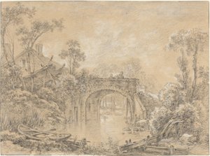 Landscape with a Rustic Bridge by François Boucher