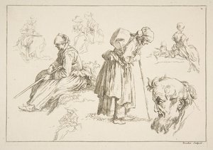 Sheet of Sketches by François Boucher