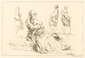 Figure Studies Including Seated Mother and Child