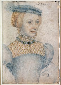Portrait of Anne de Pisseleu, wife of Louis de Coesmes, Lord of Lucé. Drawing with black stone and blood by Francois Clouet by François Clouet