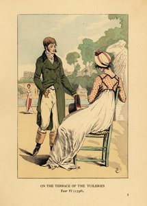 Fashionable Couple on the Terrace of the Tuileries, Paris, Year VI
