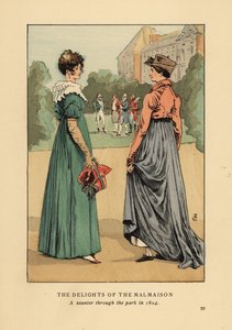 Fashionable Women Enjoying the Delights of Chateau de Malmaison. A Saunter Through the Park in 1804. From Octave Uzanne