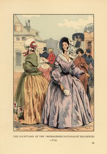 Women waiting for stage coaches in Paris