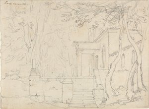 House with a Portico at Ermenonville by François Edouard Bertin