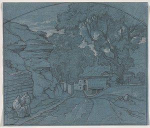 Landscape with Two Monks by François Edouard Bertin