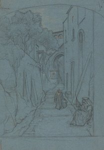 View up a Street in Sorrento by François Edouard Bertin