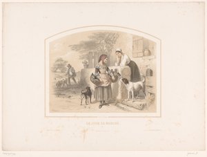 Woman Going to Market with Baskets of Poultry (Le jour de marché) by François Grenier