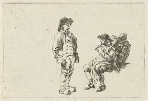 Farmer and pipe-smoking man by François Joseph Pfeiffer (II)