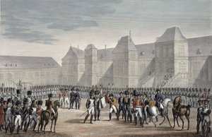 The abdication of Napoleon and his departure from Fontainebleau for Elba, 20th April 1814 by François Pigeot