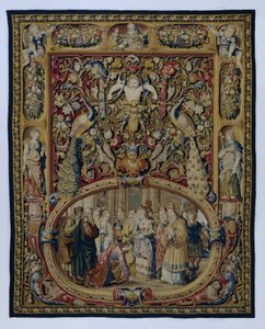 Christ and the Adulterous Woman in a Cartouche and Grotesque Decor