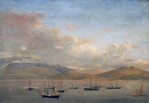 Neapolitan, French and Spanish Fleets in Bay of Gaeta by François Vervloet