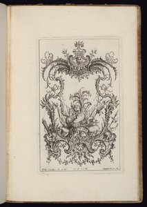 Cartouche with Armorial Trophy, Book of Ornaments by François de Cuvilliés the Elder