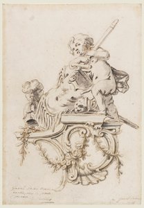 Design for a Sculptured Bracket with Putto Accompanied by the Attributes of War, for the Grand Trianon, Versailles