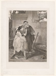 Blind Oedipus Led by Antigone by François de Meersman (signed by artist)