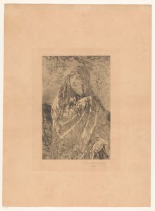Young Woman with Floral Shawl by François de Meersman (signed by artist)