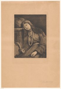 Resting Musician with Castanets and Tambourine (Mignon) by François de Meersman (signed by artist)