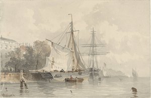 Sailing Ships on Shore