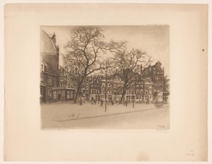 View of the Noordermarkt in Amsterdam by Frans Everbag (signed by artist)