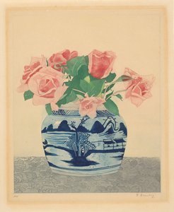 Pink Roses in a Ginger Pot with Chinese Decorations