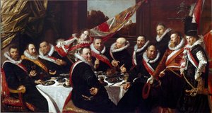 The Banquet of the Officers of the Corps of Archers of Saint George of Haarlem. Painting by Franz Hals 1616. Haarlem, Frans Hals Museum, Holland