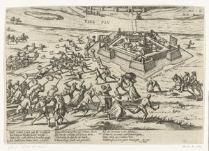 Capture of the Sconce at Zutphen, 1591 (Series: Dutch and Foreign Events, 1587-1612) by Frans Hogenberg (workshop of)
