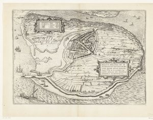 Map of the Island of Voorne and Plan of Brielle, 1572 by Frans Hogenberg