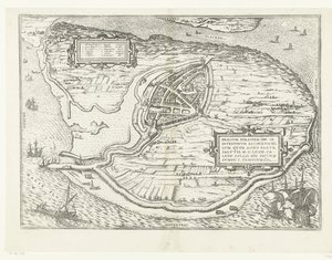 Map of the Island of Voorne and Plan of Brielle, 1572 by Frans Hogenberg