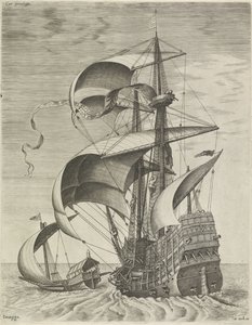 A Warship Accompanied by a Galley from Sailing Ships by Frans Huys