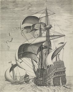 A Warship Accompanied by a Galley by Frans Huys