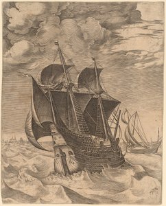 A Dutch Hulk and a Boeier by Frans Huys after Pieter Bruegel the Elder