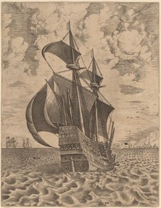 Armed Four-Master Sailing towards a Port