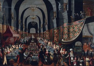 The Feast of Belshazzar by Franz Francken II by Frans II Francken