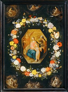 The Holy Family Surrounded by a Garland of Flowers by Frans II the Younger Francken