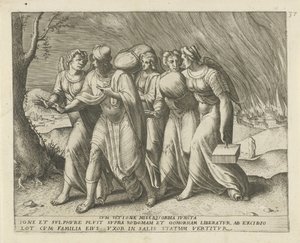 Lot Leaving Sodom from Cum Ultione Misericordia Juncta, History of Lot by Frans Menton