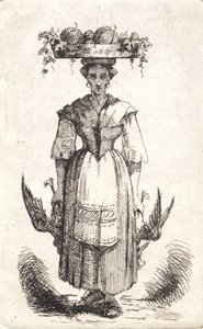 An Italian Woman with a Fruit Basket on Her Head