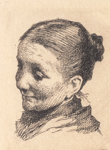 Head of an Elderly Woman, Turned to the Left, with Downward Gaze