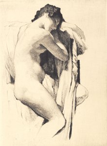 Seated Young Nude Woman with Head Resting on One Arm
