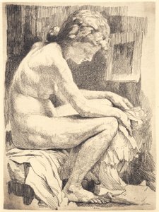 Young naked woman, sitting