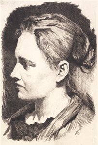 Young Girl in Profile with Hair Up by Frans Schwartz